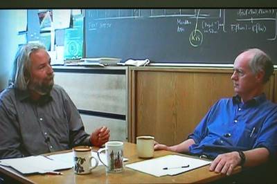 Ein Gespräch über Entscheidungsfindung zwischen dem Künstler Hans Danuser und Andrew D. Barbour, Professor für Mathematik an der Universität Zürich.  » Klicken zum Vergrössern -> Ein Gespräch über Entscheidungsfindung zwischen dem Künstler Hans Danuser und Andrew D. Barbour, Professor für Mathematik an der Universität Zürich.  » Klicken zum Vergrössern ->