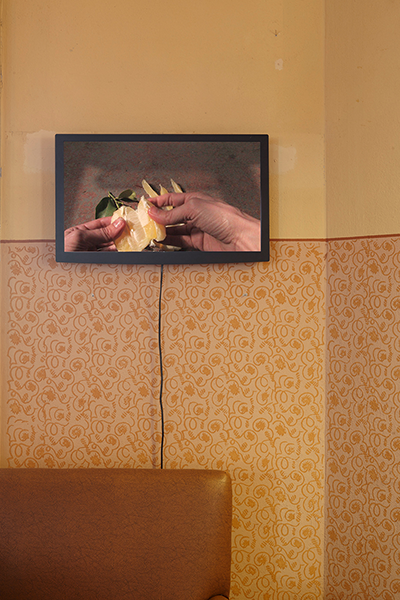 Judith Albert: ‹Limone›, 2010
Video DV PAL, 16:9, Farbe, Ton, 6'. 40'', Hotelhalle
Bild: © Ralph Feiner  » Klicken zum Vergrössern ->